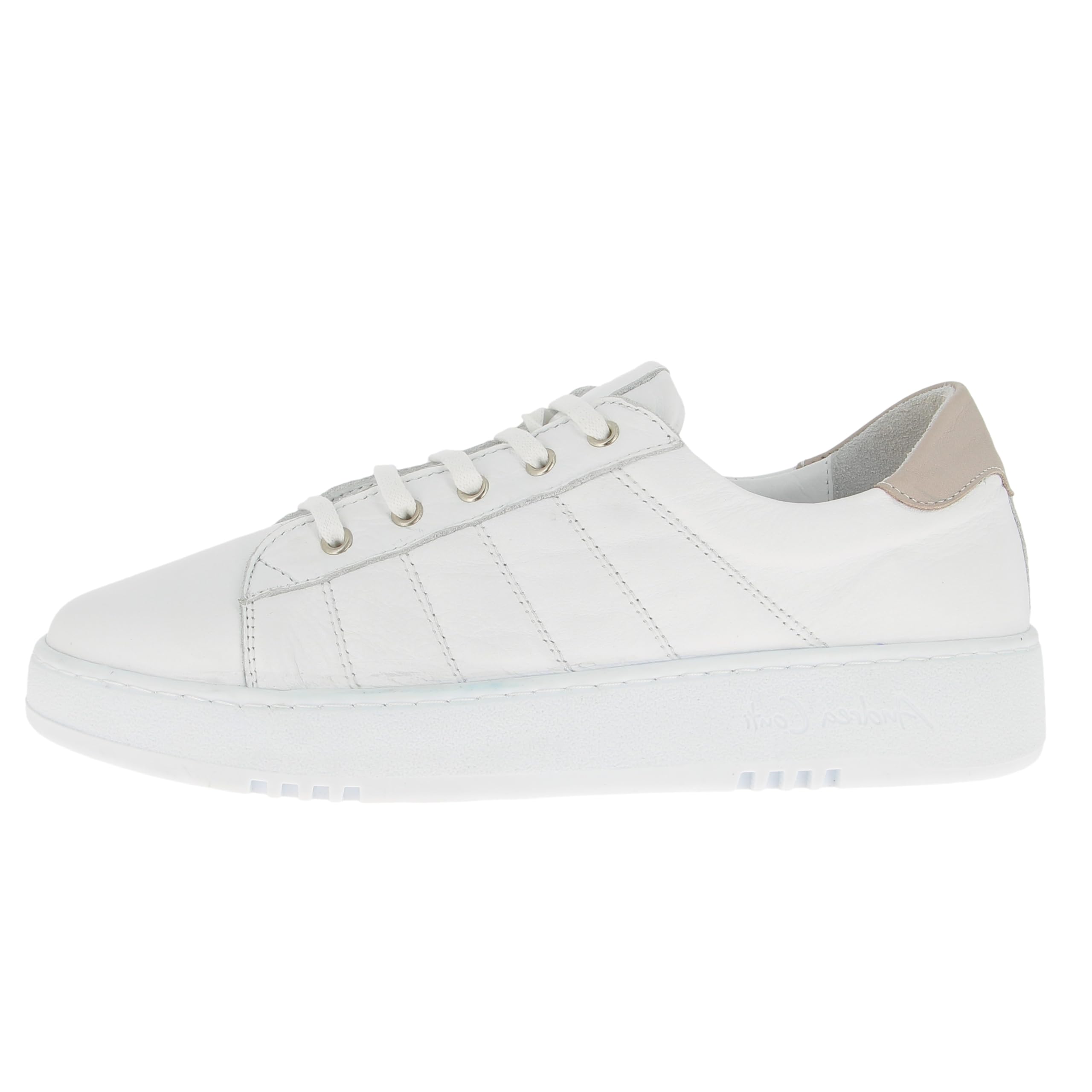 Andrea Conti Women's Low Top Trainers, White Silver Grey., 8.5 UK