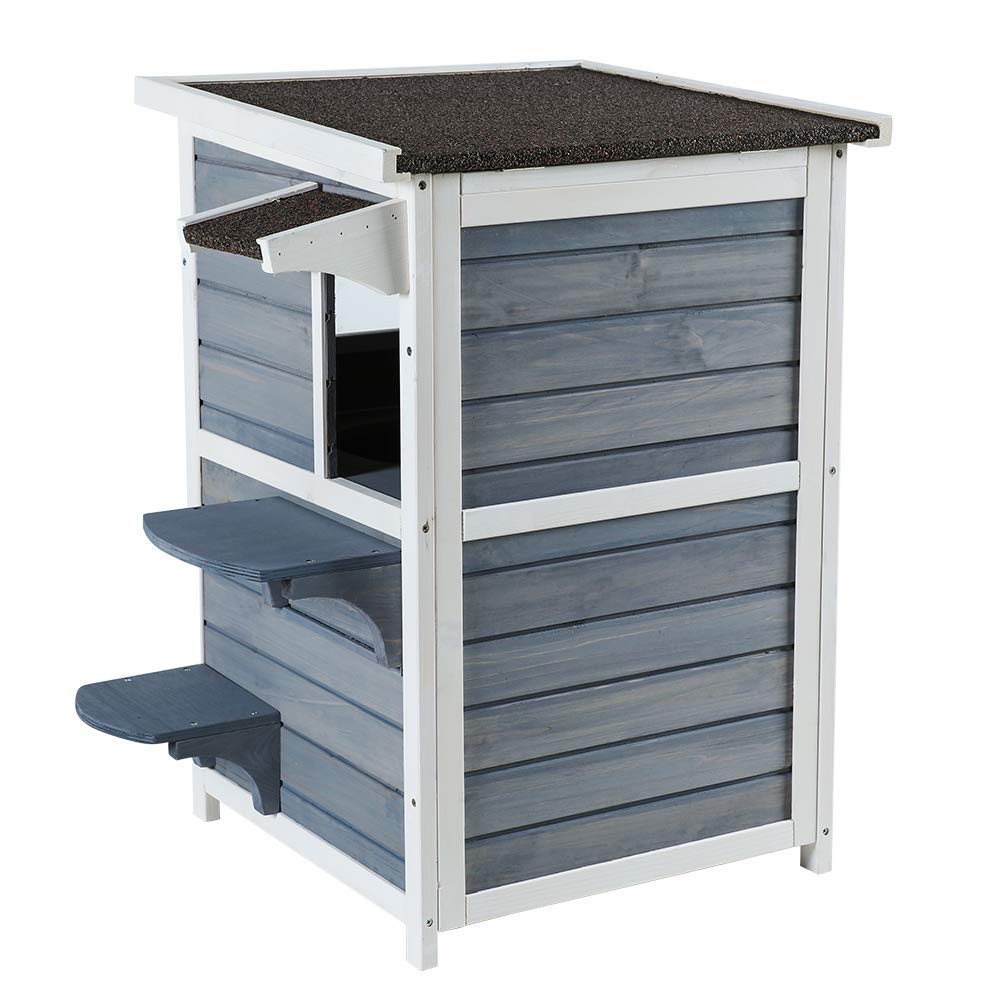 Petsfit Outdoor Cat House for Winter, 2Story Cat House Outdoor Weatherproof for Outside Garden