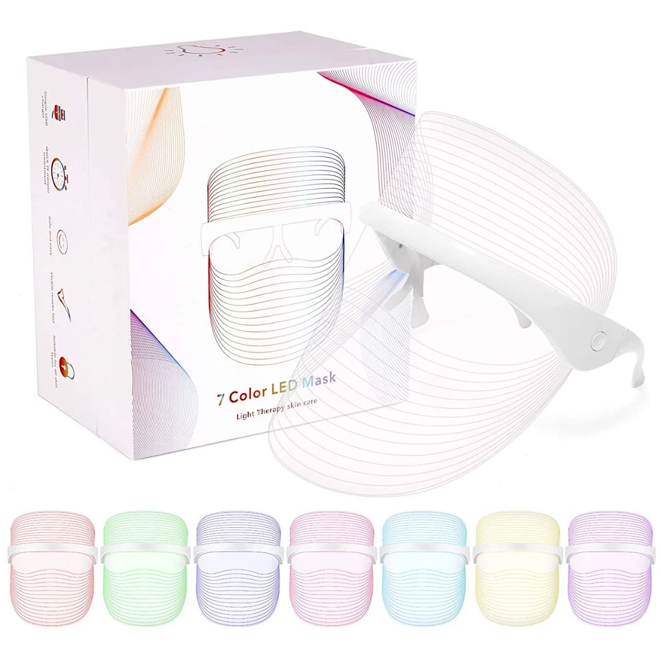 7 Colours LED Beauty Mask Facial Light Therapy Acne Treatment Blackhead Remover Face Skincare at Home For Women Light & Comfortable - Image 4