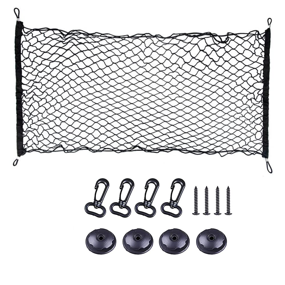 CENPEK Adjustable Elastic Heavy Duty Cargo Net - Nylon Car Trunk Rear Cargo Organizer for Car SUV Truck - Black