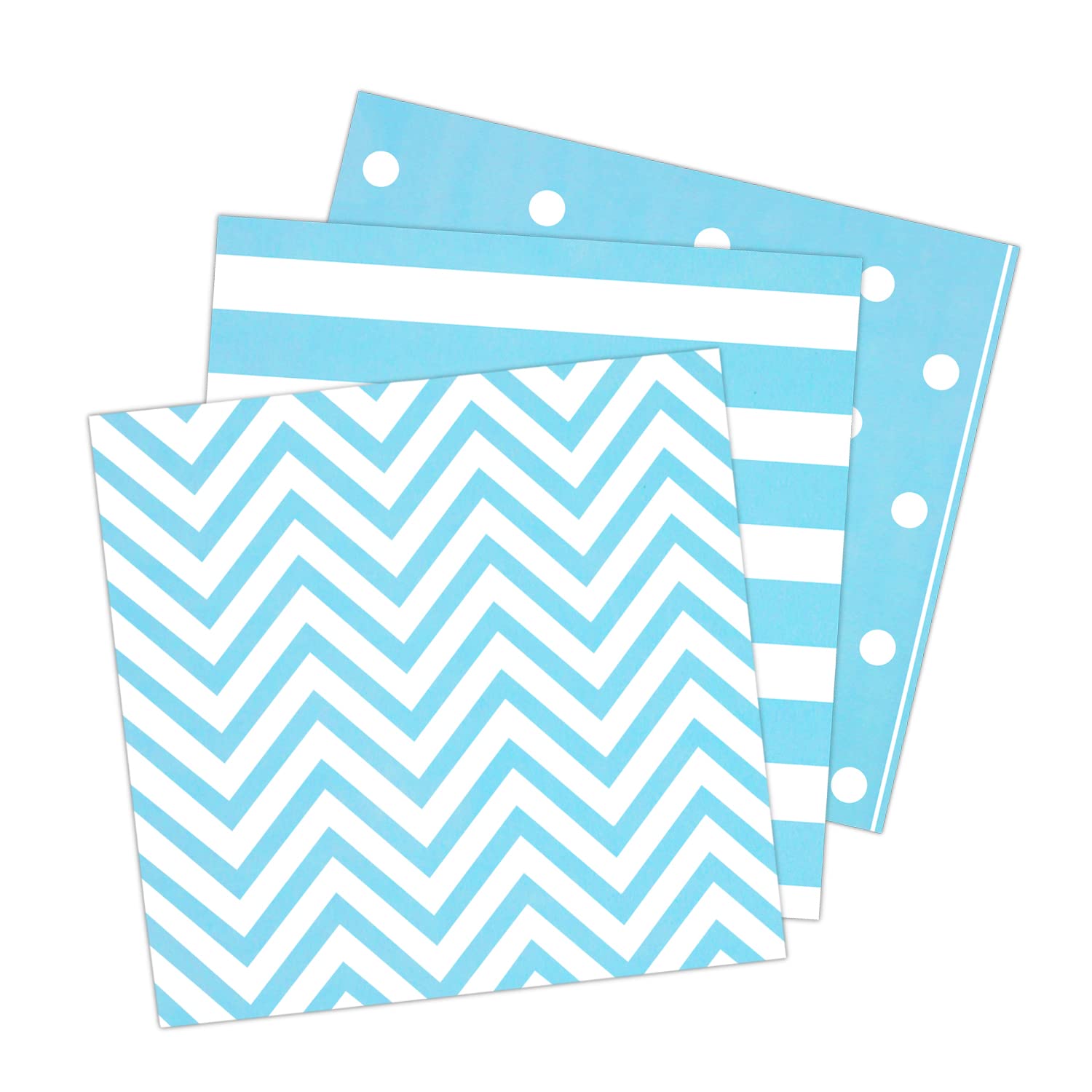 Anyneo Striped Chevron Polka Dot Blue Paper Beverage Napkins 60 Count