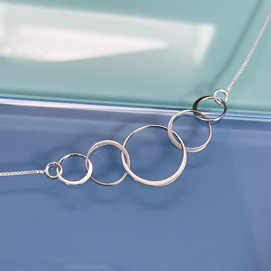 Amazon.com: Sterling Silver Five Ring Necklace, Five