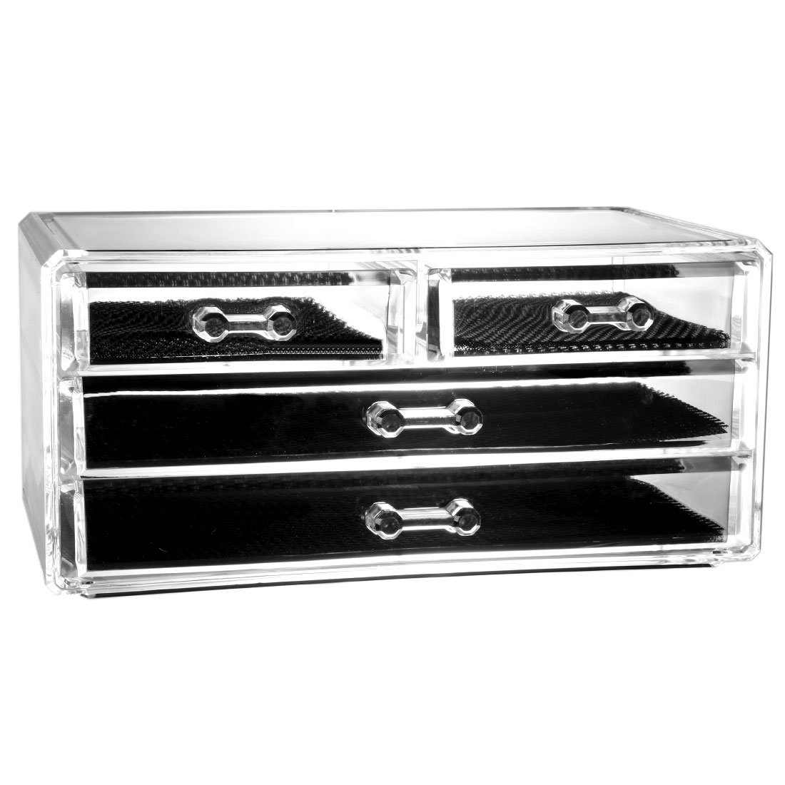Ruilogod Organizador de cosméticos acrílico transparente para maquillaje, delineador de pintalabios, soporte para brochas y joyas, caja expositora, cajones (estilo 15)