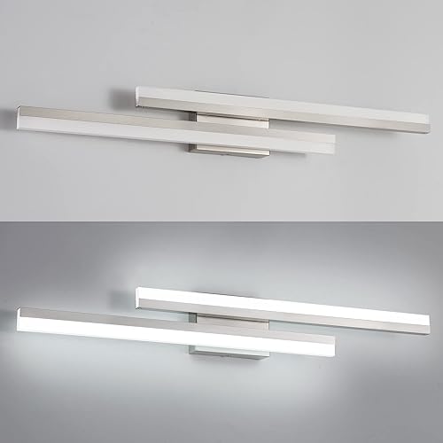 Miniatura 6 de PRESDE Lámpara LED de tocador de 32 pulgadas de níquel cepillado para baño, moderna barra de iluminación de pared de baño sobre espejo