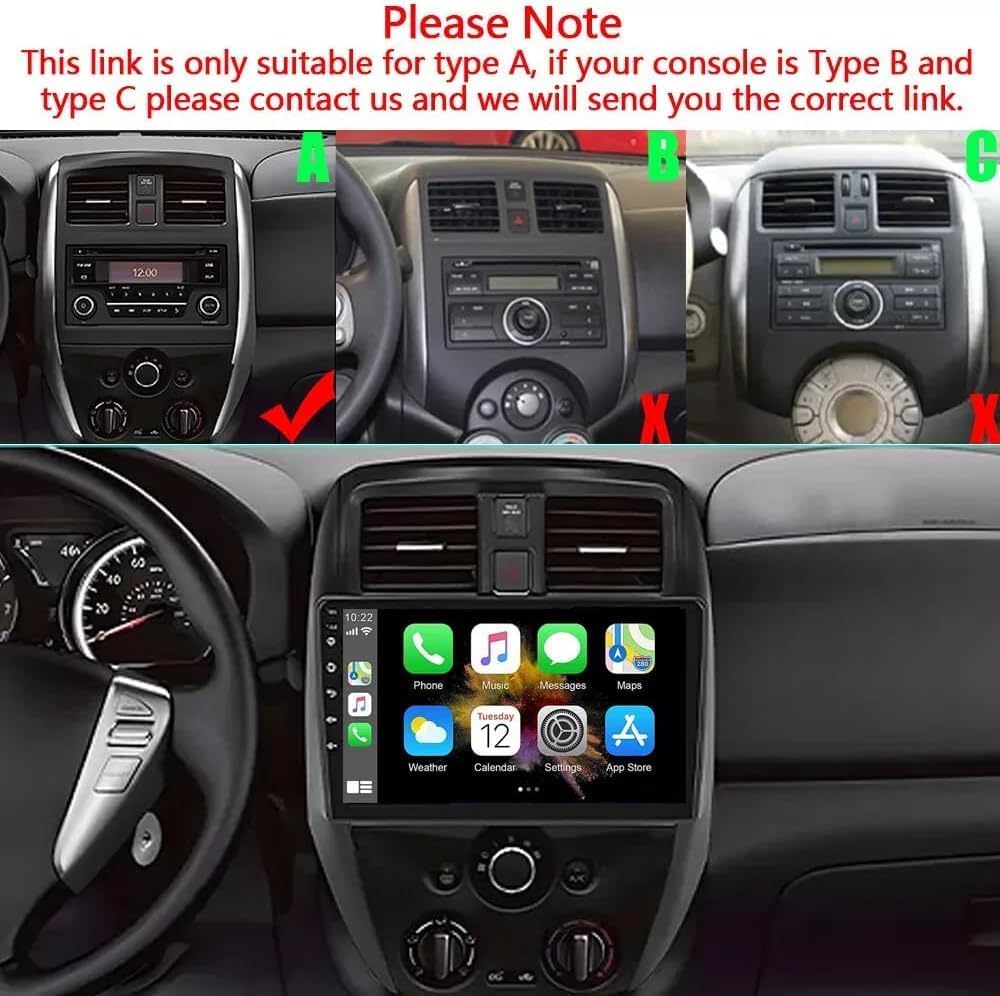 2 64GB Car Radio Stereo For Nissan Versa Sedan 2015 2016 2017 2018 2019 Replacement Dash Kit GPS Navigation,10.1" IPS Touch Screen Head Unit With Car-Play & Android Auto AHD Camera