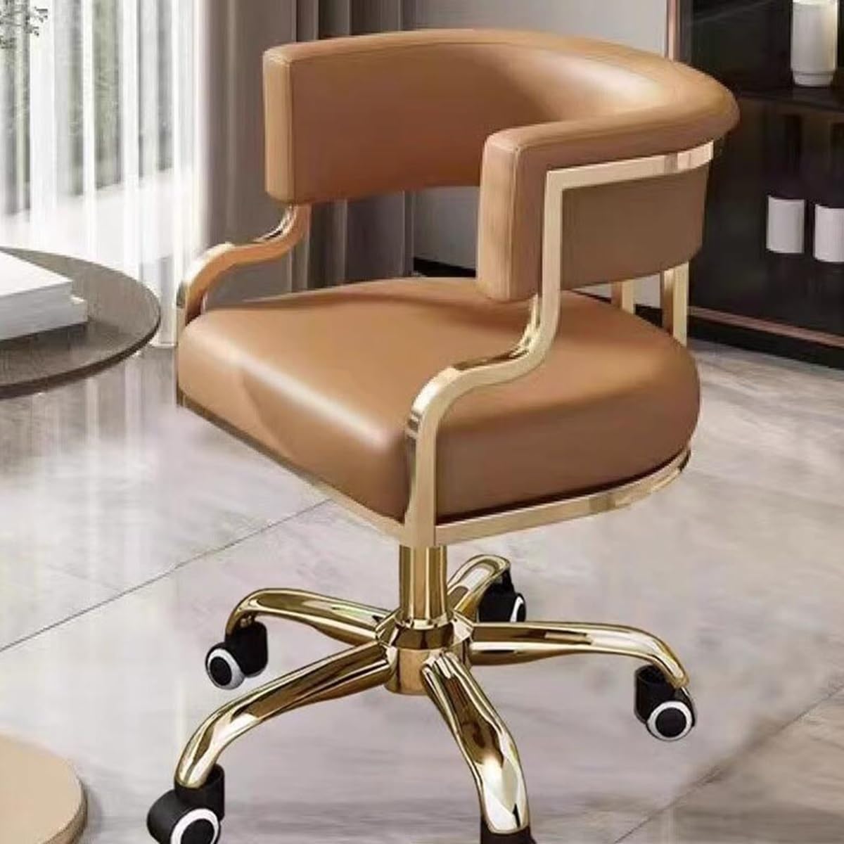 HTTGDGDH Ergonomic Pu Leather Executive Office Chair - Adjustable Height 360° Swivel Padded Backrest - Stylish Recliner For Home & Office Perfect Makeup Chair,Orange B