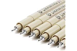 6 Ultra-Thin Fine Point Writing Pens - 0.25mm Black Micro Line No Bleed Ink