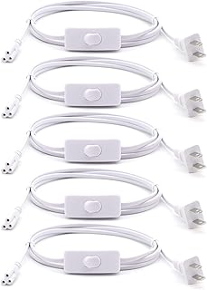 6FT T5 T8 LED Tube Light Power Extension Cord with On/Off Switch US Plug for Integrated Led Tube T5 T8 LED Wire Connector Power Cord (1.8 Meter - Pack of 5)