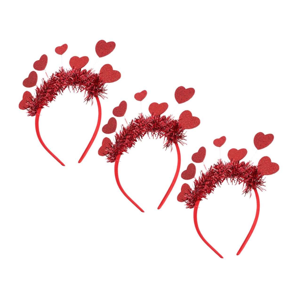 balacoo Valentine's Day Heart Sequin Headband Red Sparkle Headwear for Women Glitter Cupid Hair Band for Parties