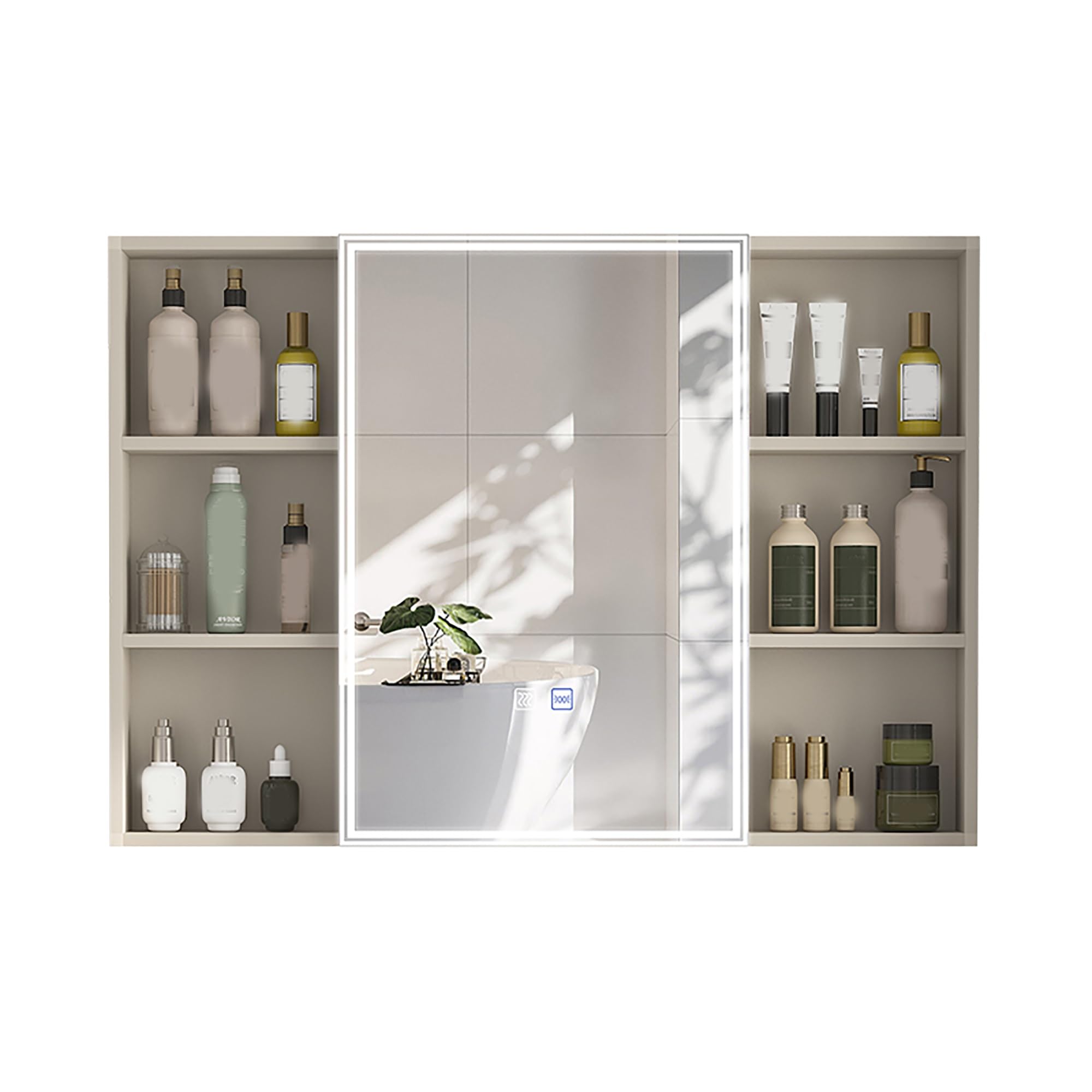 FGXHHS LED Cabinet with Defogging, Wall-Mounted Storage, Aluminum Alloy Brushed Frame, Vanity nizer, Above Toilet Space Saver