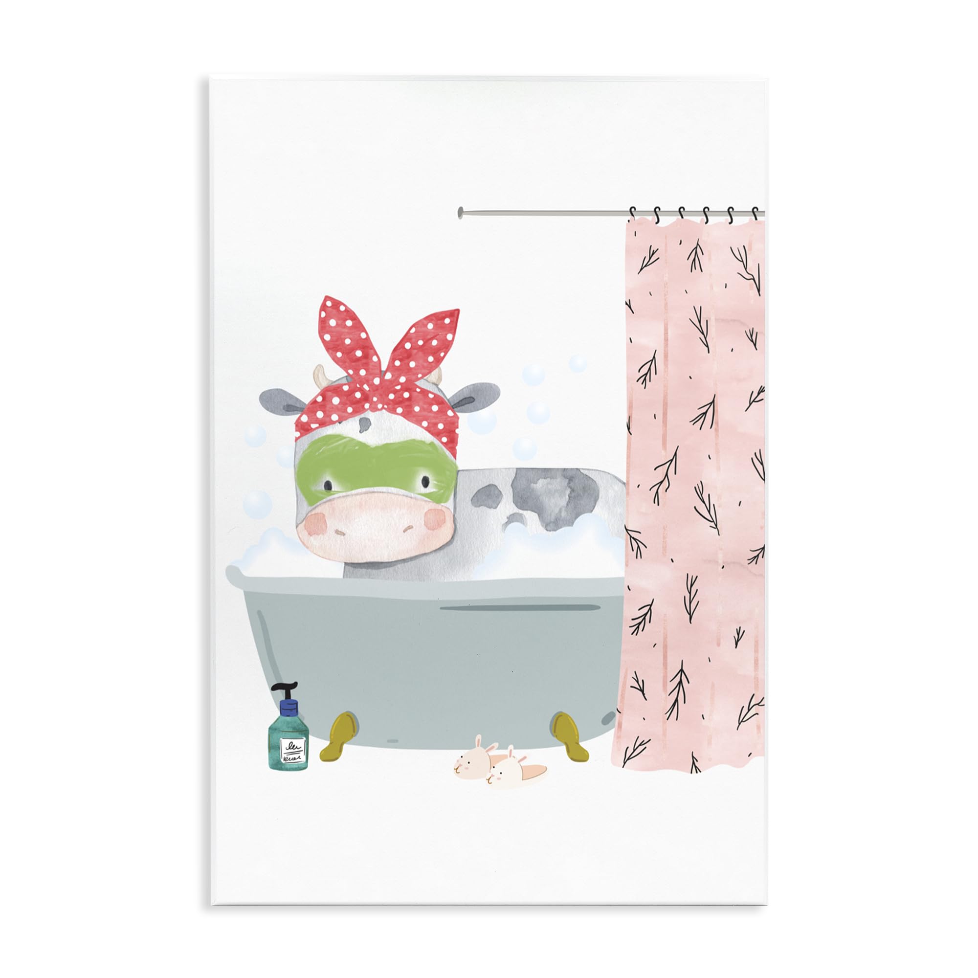 Stupell Industries Children's Farm Cow Bath Tub Bunny Slippers Bathroom, Design by Erica Billups