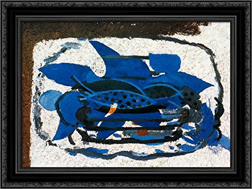 Blue Aquarium 24x18 Black Ornate Wood Framed Canvas Art by Georges Braque