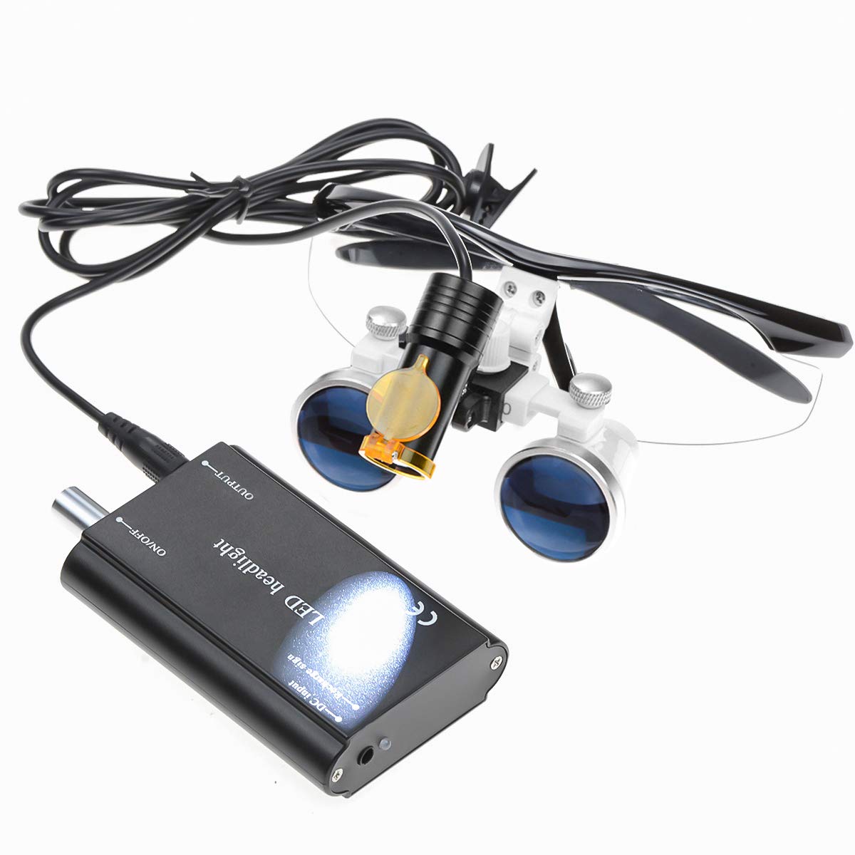 NSKI 2.5X Binocular Loupes Magnifying Glasses 5W LED Head Lamp Belt Clip Type with Filter Aluminum Box Black 1 product thumbnail 7