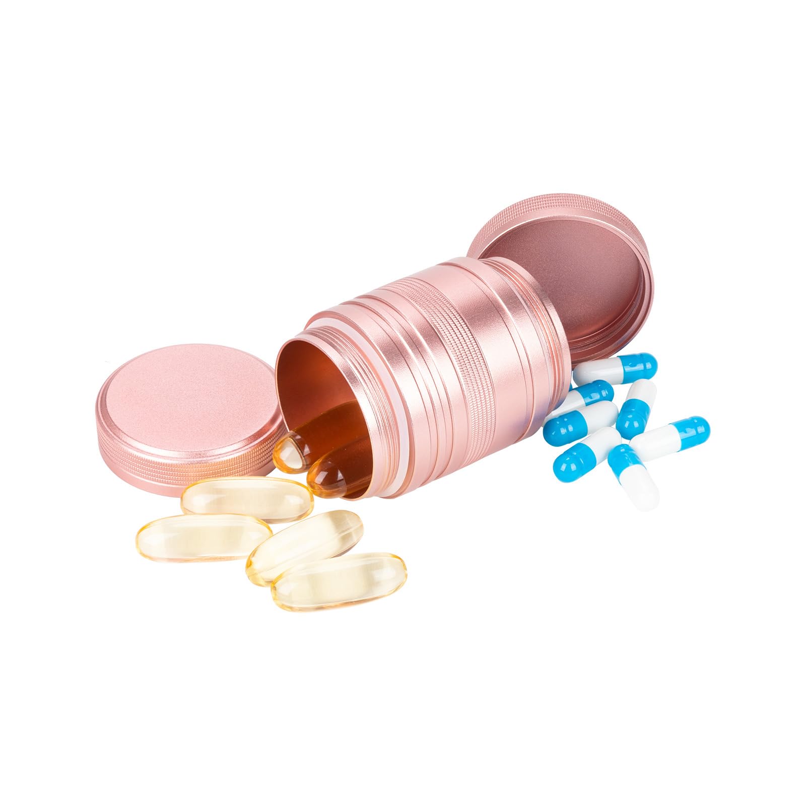 Metal Pill Box Pill Case 2 Times a Day - Daily Pill Container Portable Travel Medicine Holder for Pocket Purse Medicine Organizer for Vitamin/Fish Oil