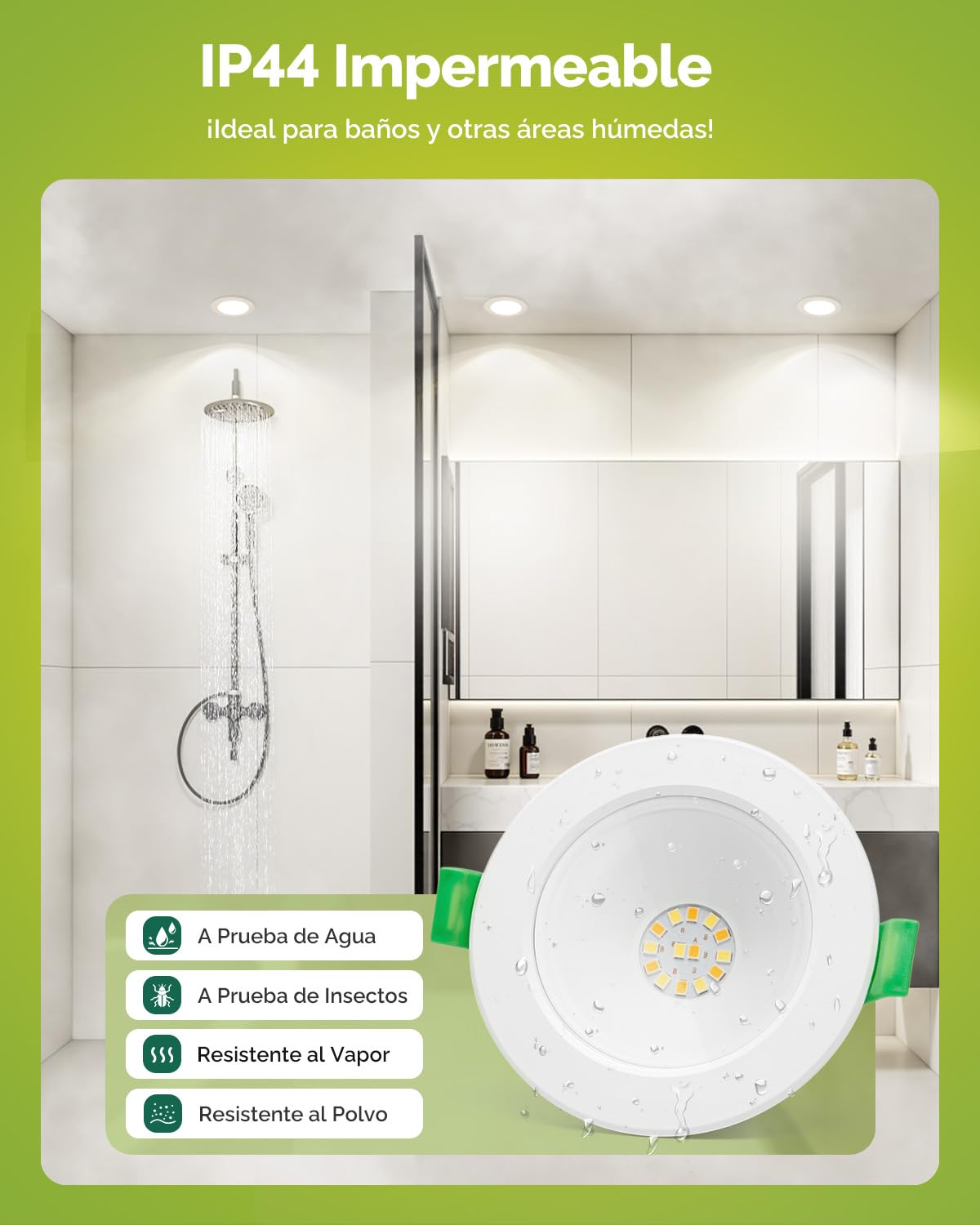 Fondiiz Downlight LED Techo Empotrable 5W 690lm, Focos LED Interior techo Luz Calida 3000K Luz Neutra 4500K Luz Frío 6000K, IP44 Ojos de Buey Led para Techo Baño, Corte 75mm-90mm, 6 Pack