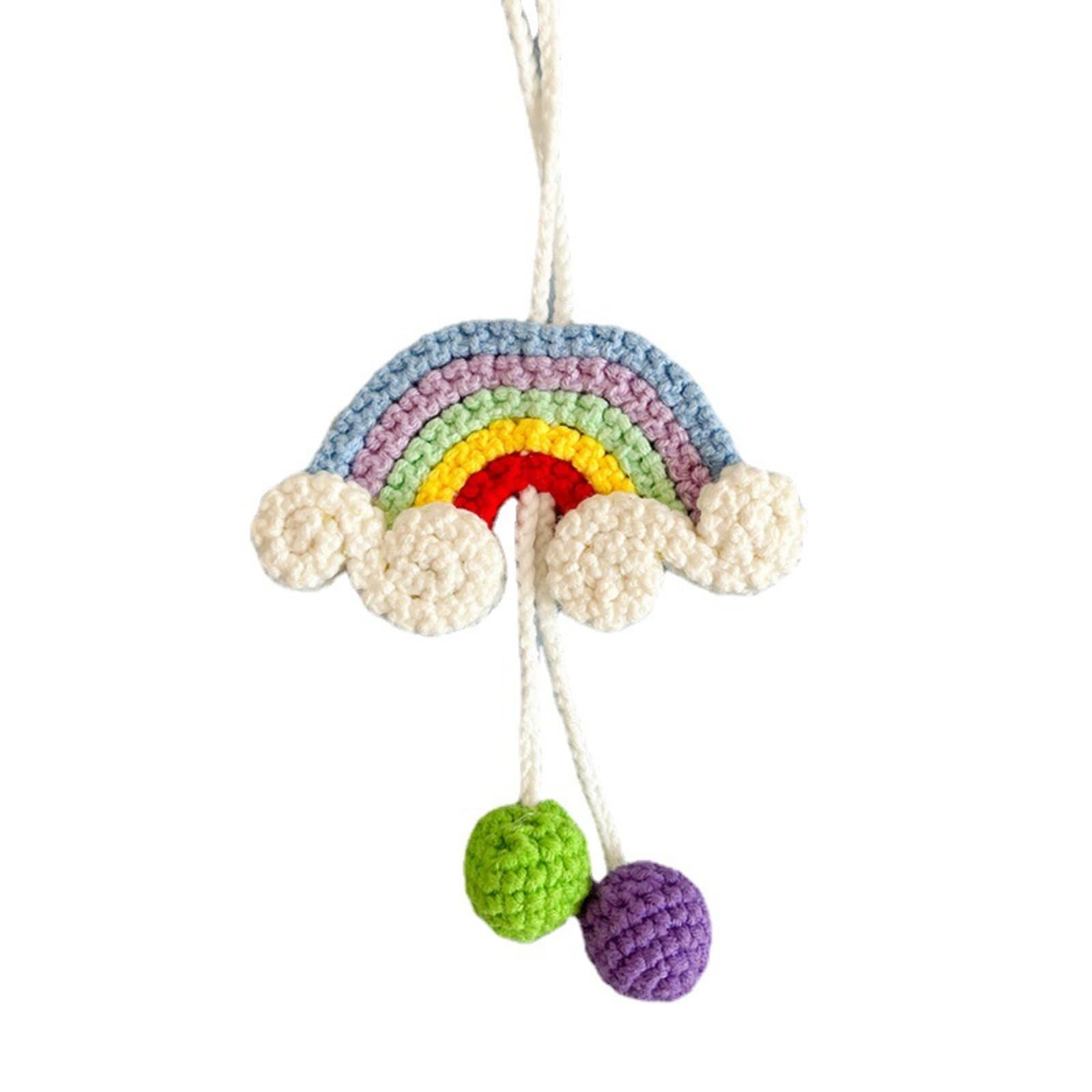 COWRC Car Interior Accessories, Hand-Woven Creative Rainbow car Hanging Rearview Mirror Ornaments Decoration, car Accessories Creative Interior Rearview Mirror Decoration Rainbow car Pendants