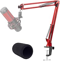 Vista 11 de Brazo de micrófono blanco para HyperX QuadCast S - Brazo de micrófono blanco compatible con el micrófono HyperX Quadcast, soporte de brazo