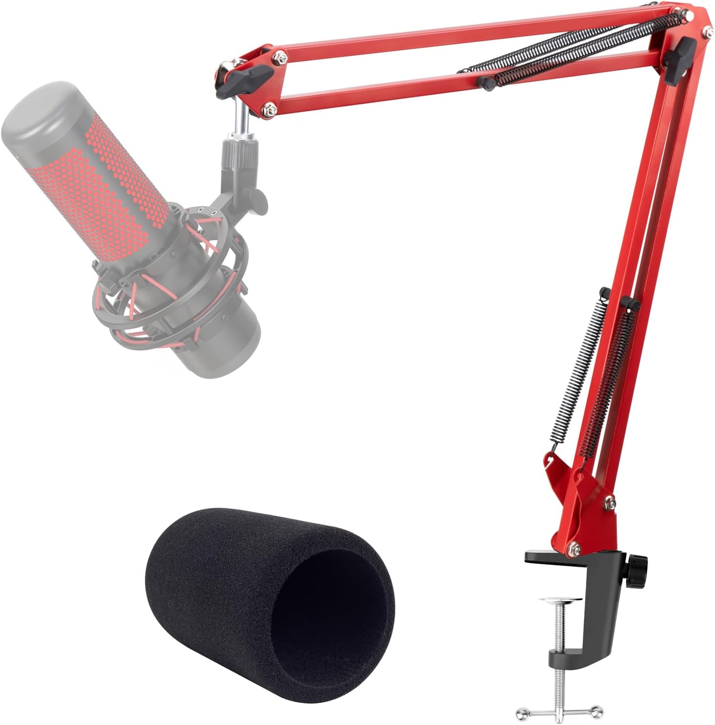 YOUSHARES Red Mic Arm Compatible with HyperX QuadCast S - Premium QuadCast S Microphone Boom Arm for Gaming, Streaming