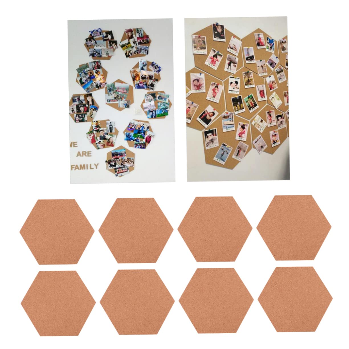 Tablero de Notas Hexagonal 8 Piezas Marrón de Corcho Autoadhesivo