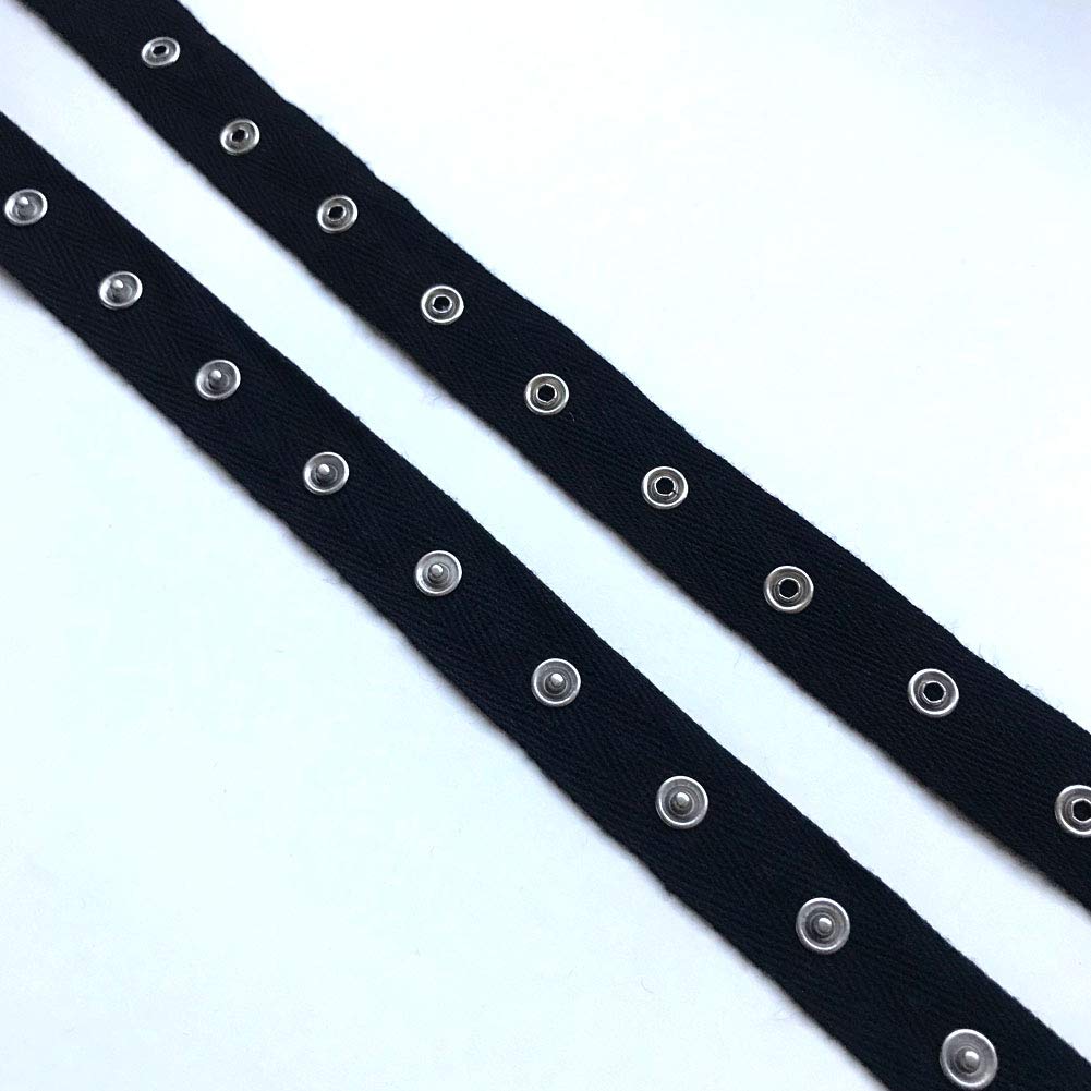 Over Kleshas Black, White SNAP Button Tape Trim(3YD, 5YD /Pack) (Black, 3YD)