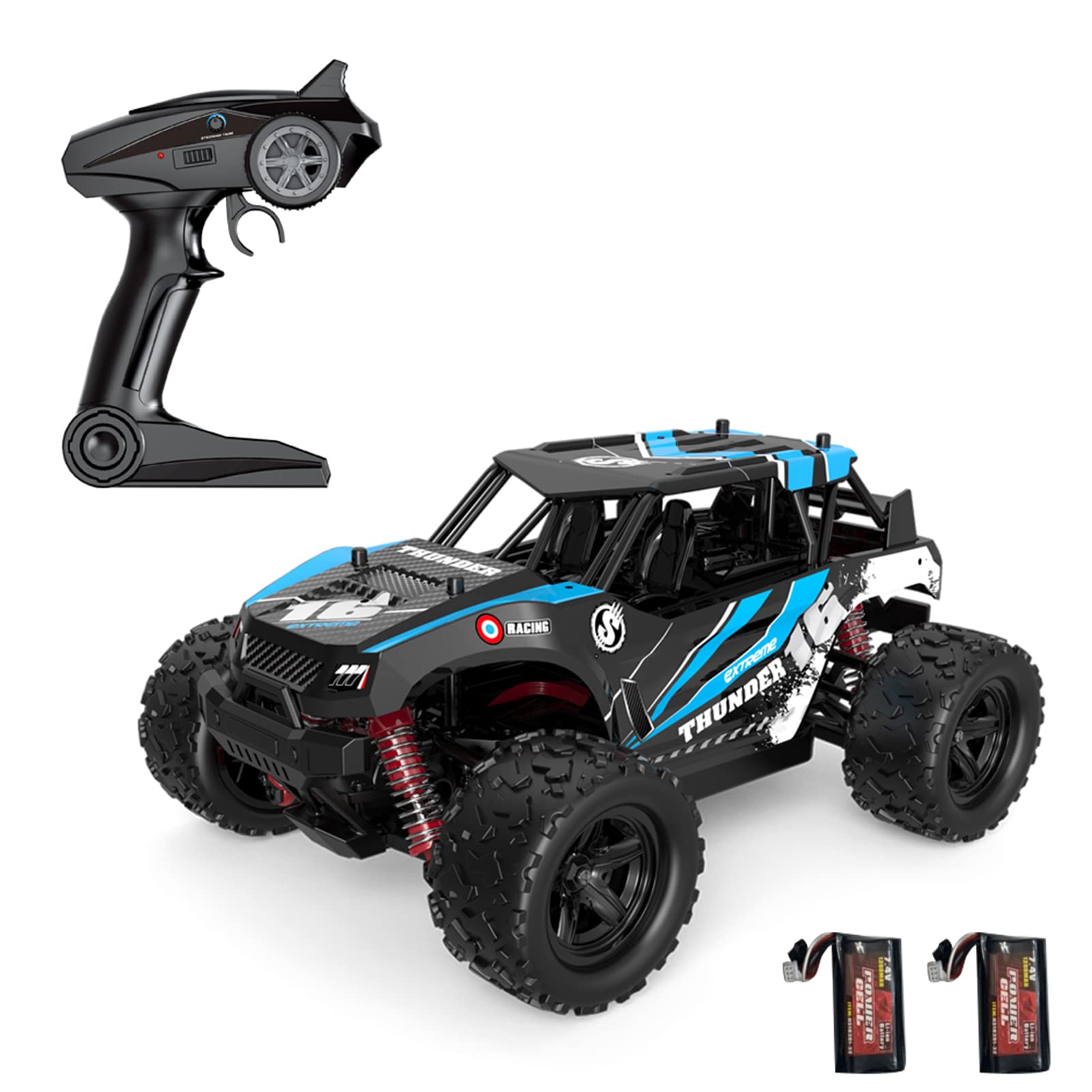 OUNA Remote Control Car 1/18 2.4GHz High Speed 30km/h All Terrain Off Road Trucks 4WD Full Scale Racing Climbing Car Gifts for Kids Adults 2 Battery
