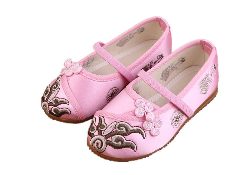 Tianrui Crown Girl's Embroidery Mary-Jane Shoes Kid's Cute Flat Shoe Pink