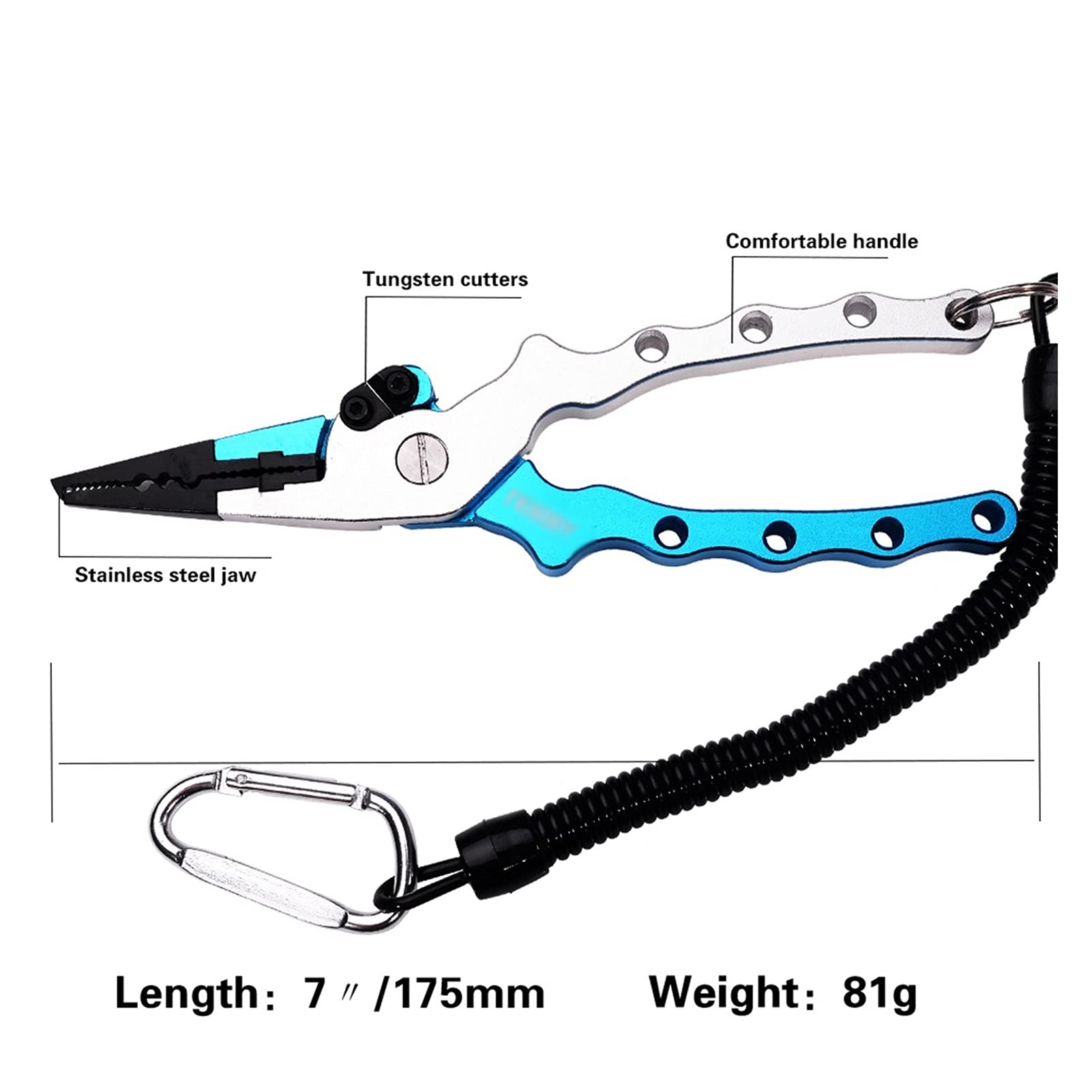 Pinze da Pesca Pinze da Pesca in Acciaio Inox Multi-Funzionale Strumenti da Pesca in Acciaio a tungsteno Pinze for Ganci da Pesca da Pesca 175mm / 81g Ganasce Multifunzione (Color : Hong se)