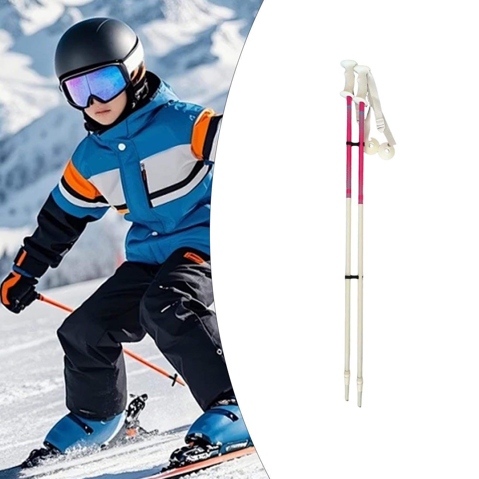 Générique 2 Pièces Bâtons de Randonnée Bâtons de Ski Cannes de Marche Bâtons d'escalade Poignées Sûres en Aluminium Antidérapant pour Enfants Adaptés au Ski, 85cm, Blanc