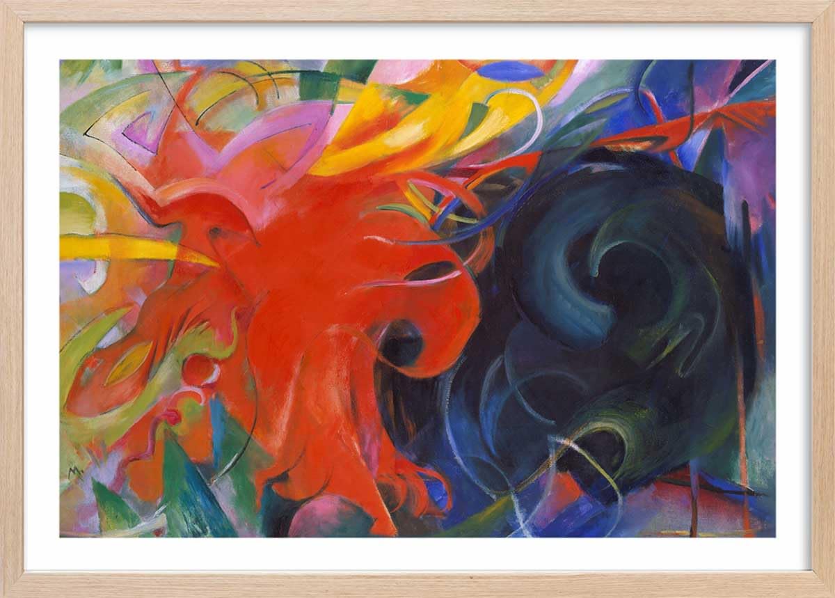 Fighting Forms- por Franz Marc – Póster en Francia – Marco de madera 90 x 60 cm