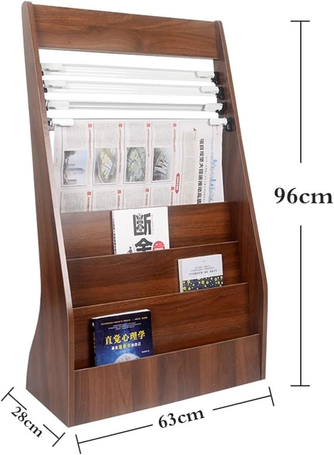 Vertikaler Zeitschriften- und Prospektständer aus Holz, bodenstehend, mit elegantem Design