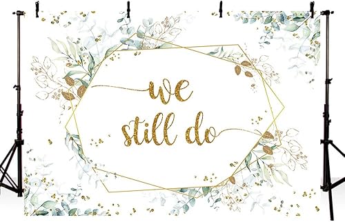 Miniatura 3 de MEHOFOND We Still Do - Telón de fondo para decoración de boda, aniversario, fiesta, compromiso, despedida de soltera, hojas de eucalipto,