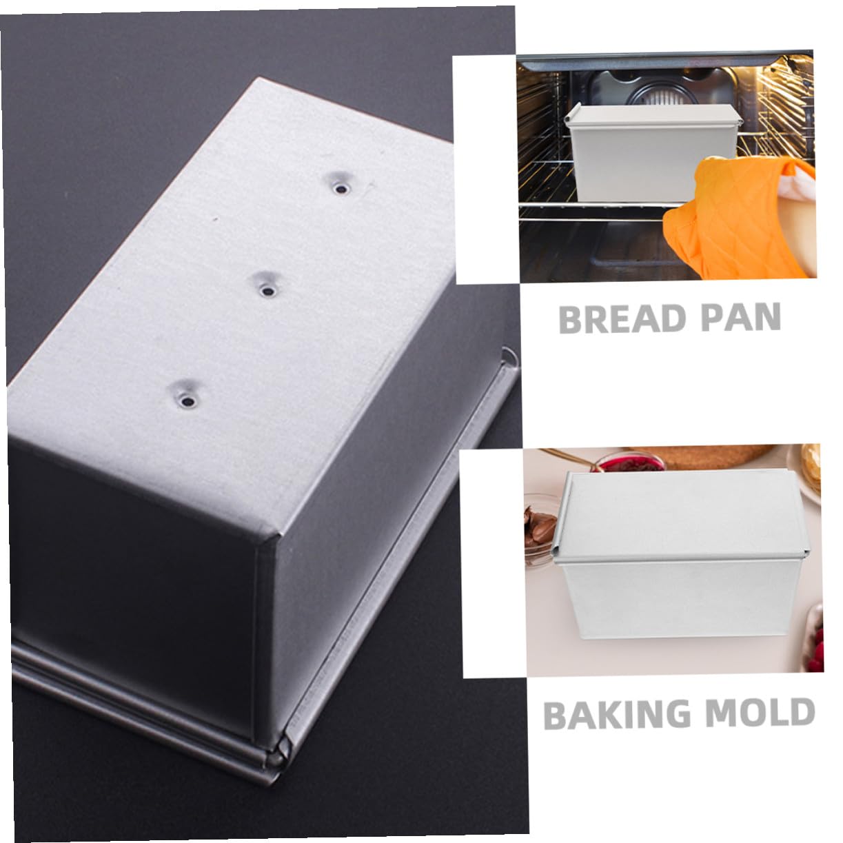 GLEAVI Molde Rectangular para Pan con Tapa Molde para Hornear Pan Antiadherente de Aluminio para Tostadas Bandeja para Horno Resistente y Segura para Uso Doméstico y Profesional