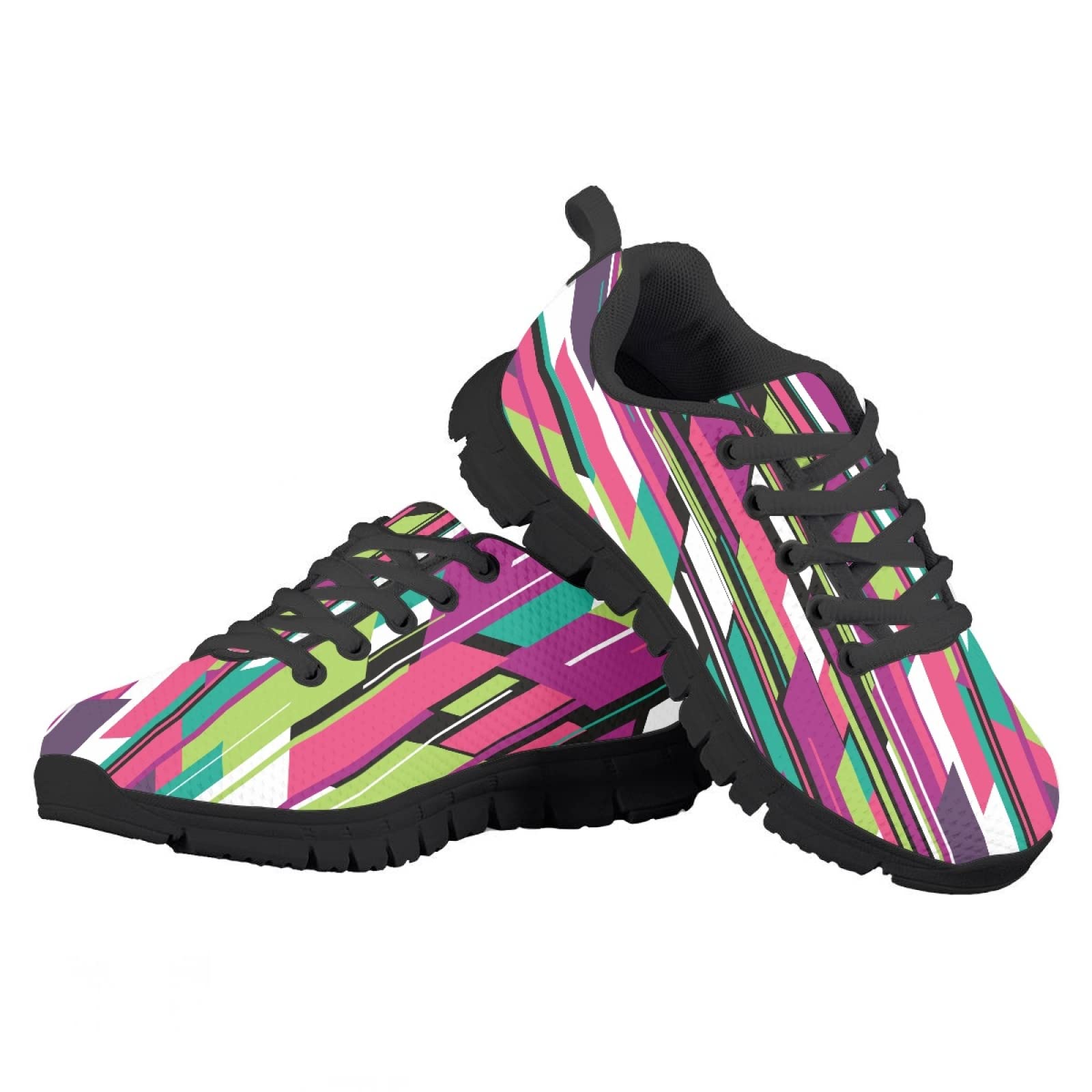 Colorful Stripe Kid Tennis Washable FashionRunning Sports Shoes, Lightweight Easy Walk Casual Sport Strap Athletic Sneakers for Boys Girls