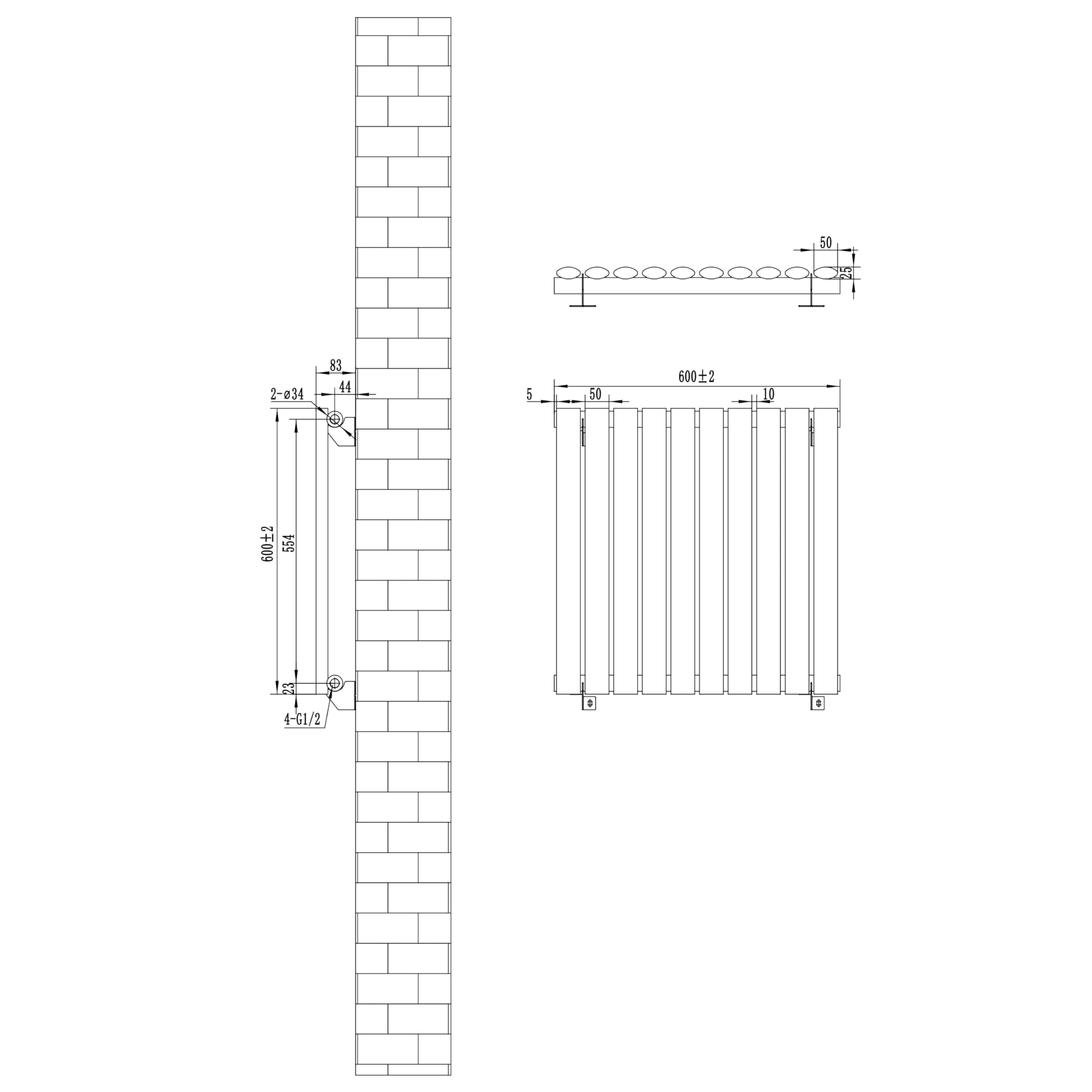 Owalny grzejnik jednokolumnowy 600 mm x 600 mm nowoczesny designerski jednopanelowy grzejnik centralnego ogrzewania matowy czarny stal węglowa pozioma kuchnia salon BEZPŁATNY zestaw do mocowania