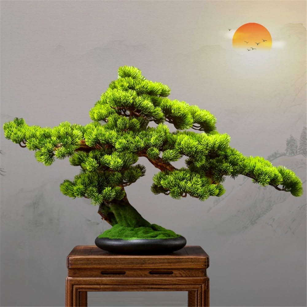 Artificielle Bonsaï Aménagement paysager de Bureau d'hôtel Chinois Feuilles de cyprès artificielles Ornements de bonsaï en Pot Bonsaï Artificiel Plante Artificielles