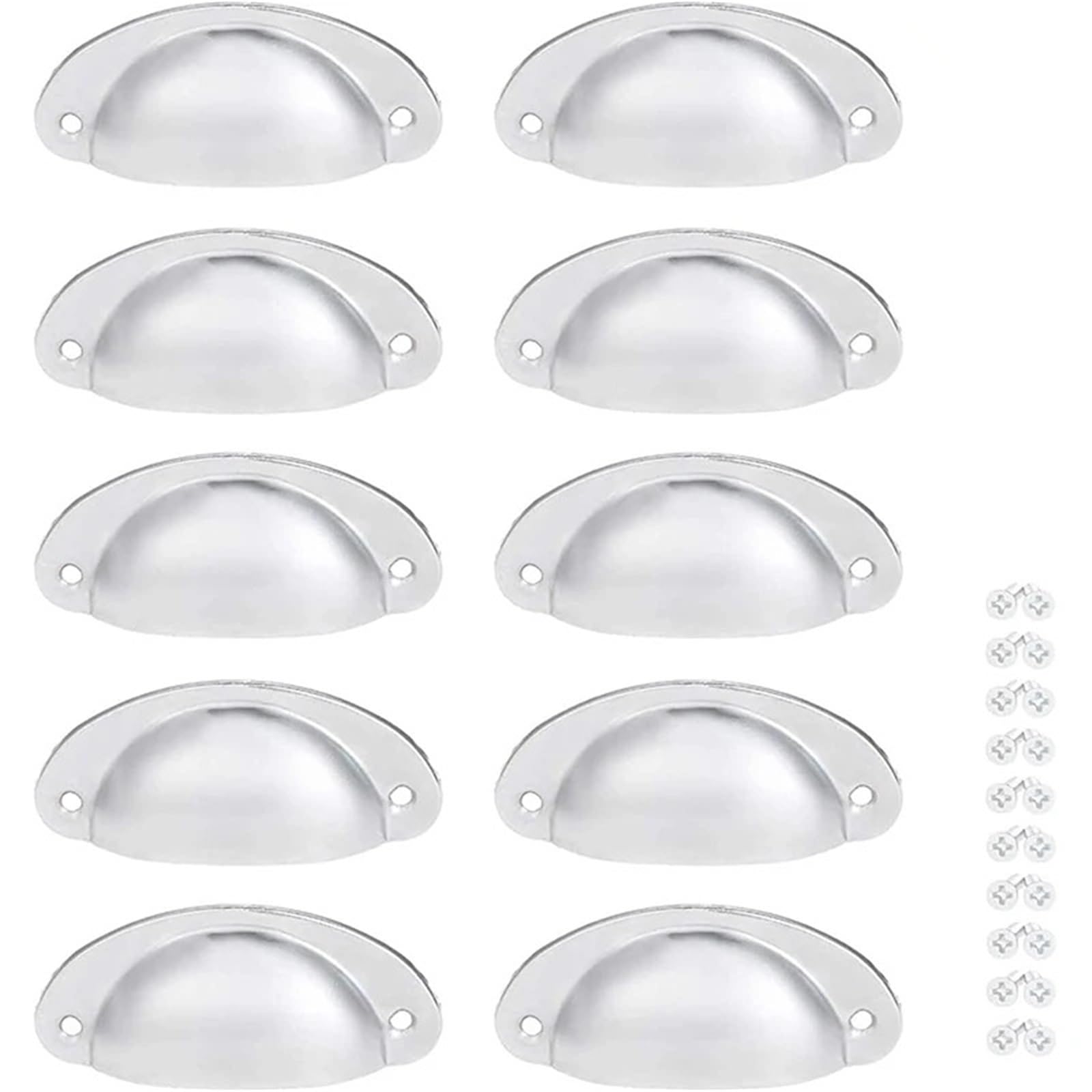 Wylqen Silver Half Moon Handles 12Pc Bronze Half-Circle Shell Drawer Handles