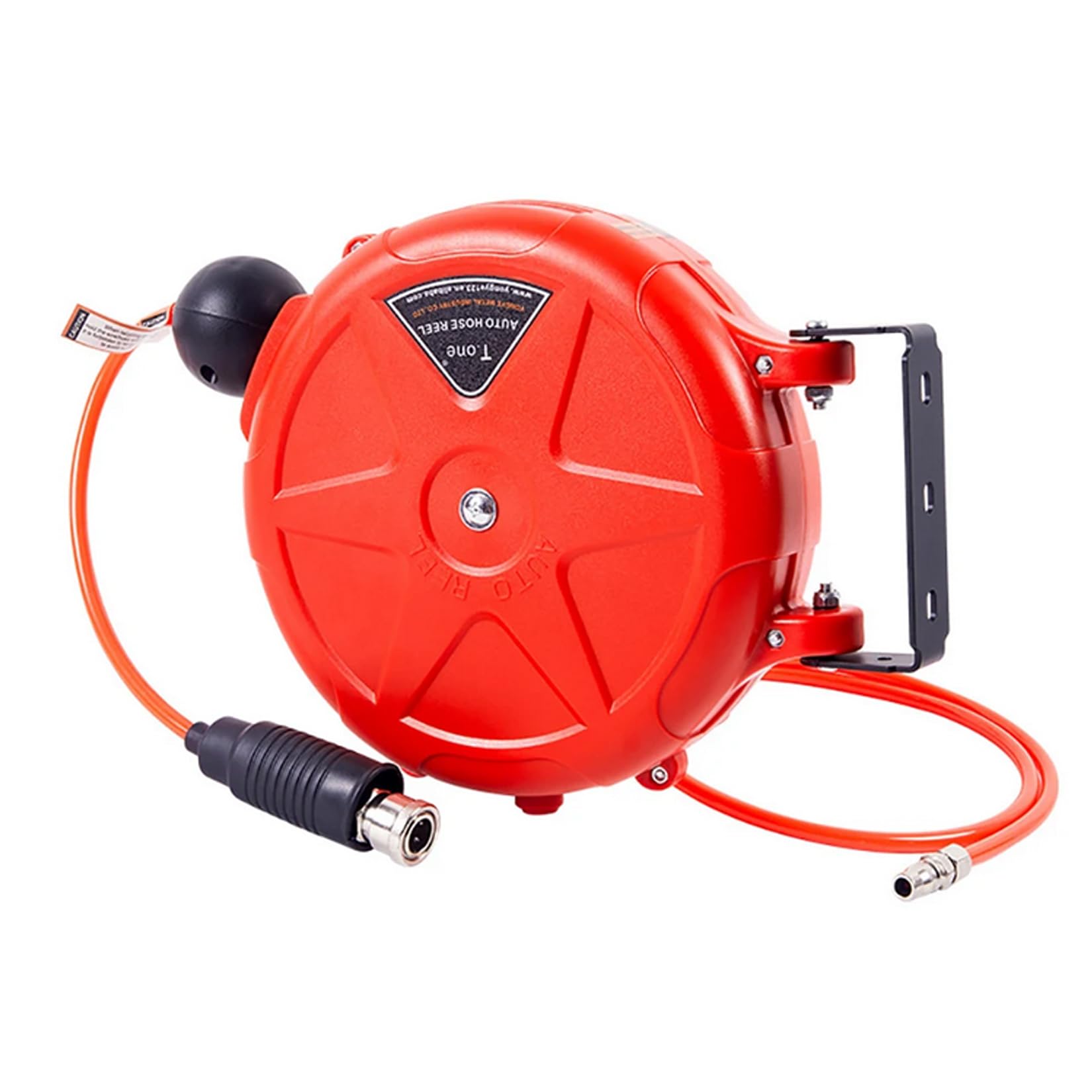 10M Compressor Hose Reel Retractable Automatic Rewind Tool Commercial Reel with Swivel Bracket Quick Coupler Air Compressor