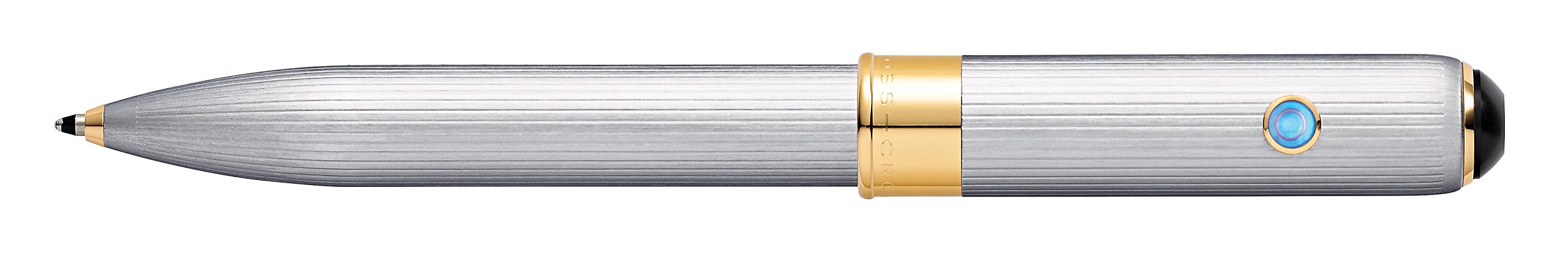 CrossTrackR Brushed Chrome Ballpoint Pen with 23KT Gold-Plated Appointments and TrackR Bluetooth Tracking