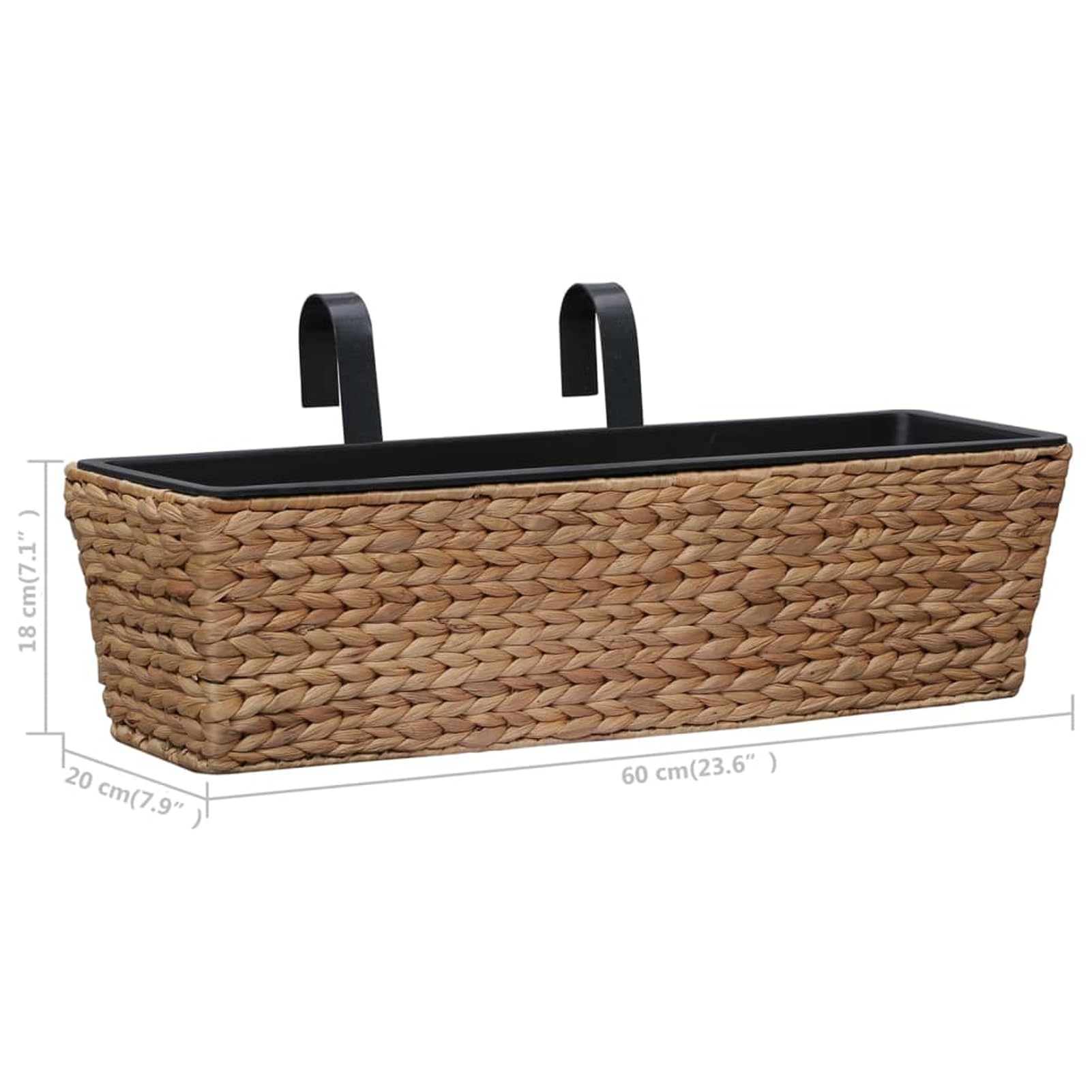 Gecheer Blumenkasten, 2er Set aus Wasserhyazinthe mit abnehmbaren Kunststoff-Innentöpfen und Metallrahmen, Balkonkasten für Zimmerpflanzen und Blumen für den Innenbereich