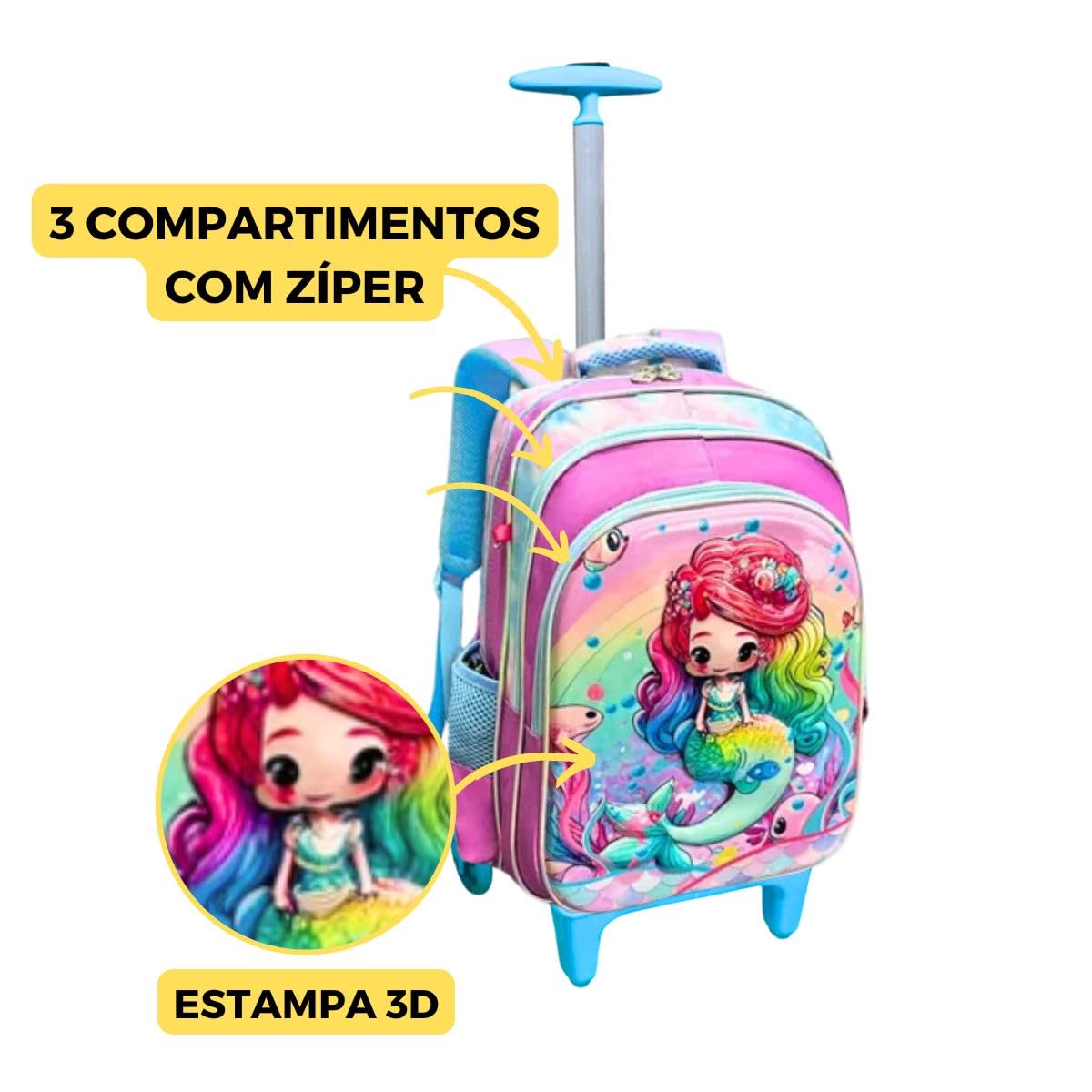 Mochila Sereia 3D Escolar Infantil Rodinha Lancheira Estojo Azul em promoção! Veja a oferta e mais achadinhos de Mochilas escolares 6 Hoje é o melhor dia para comprar Mochila Sereia 3D Escolar Infantil Rodinha Lancheira Estojo Azul com aquele preço maroto! Promoção! Aproveite a oferta! 6
