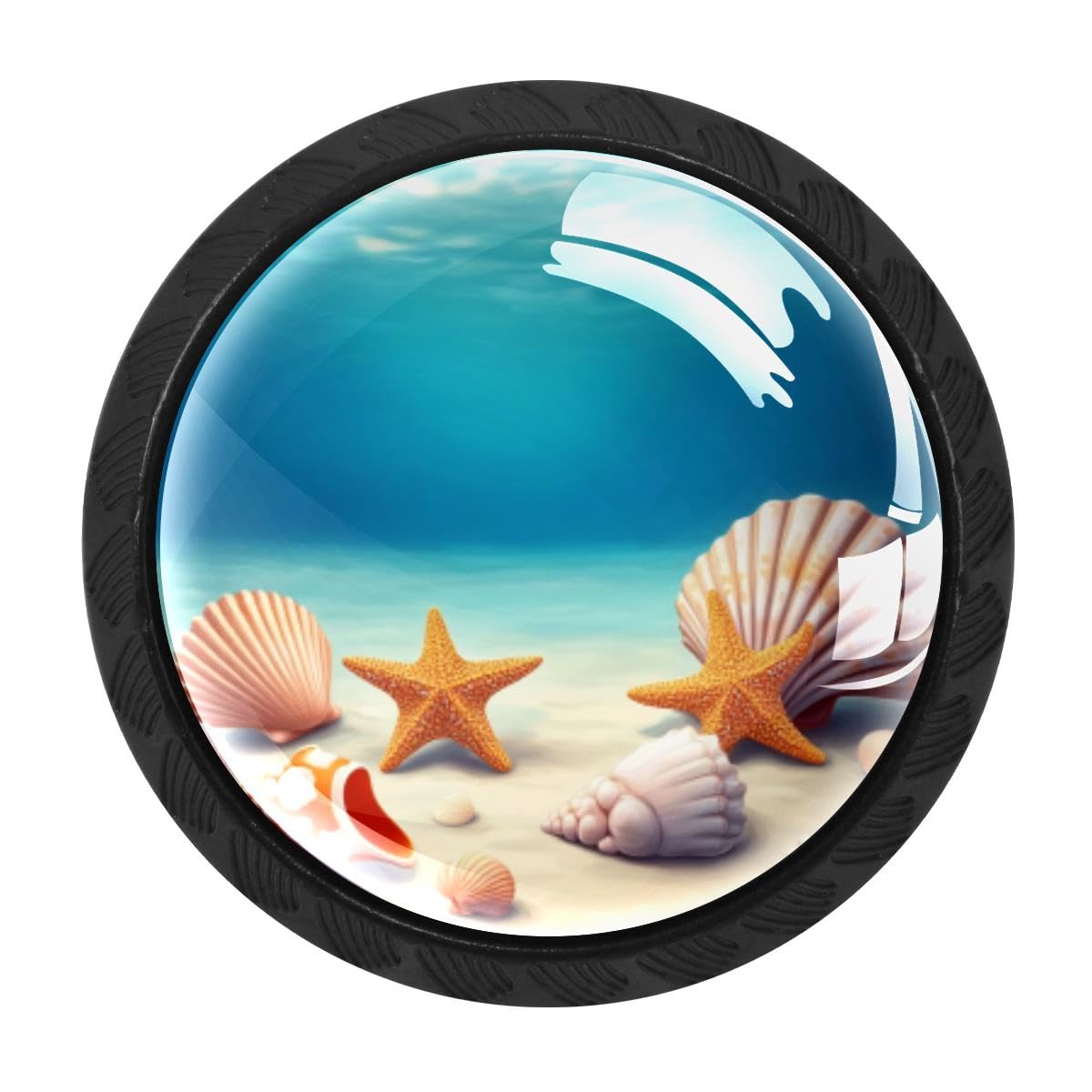 4 PCS Cabinet Knobs, Starfish Seashell Ocean Drawer Knobs Dresser Handles