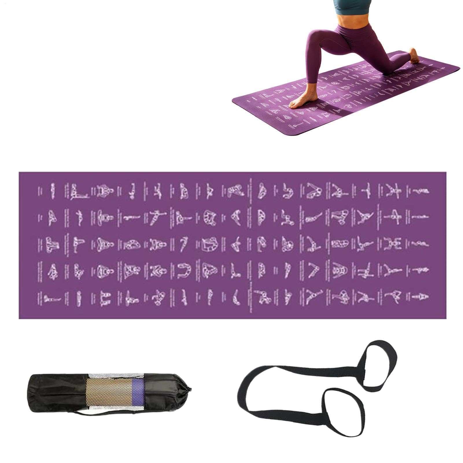 Tappetino Yoga Antistrappo e Morbido con Pose e Stretching | Per Yoga da Uomo Donna Outdoor per interni pavimento casa viaggio palestra Pilates outdoor equilibrio allenamento fisico