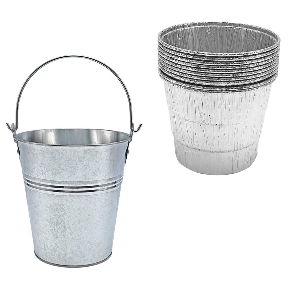 INOOMP Secchio Raccogliogocce Barbecue in Ferro, Kit con 10 Fodere