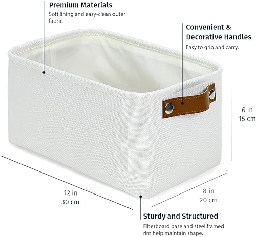 Miniatura 2 de OrganiHaus - Canastas de almacenamiento de tela para estantes y armarios, pequeñas, de 12 x 8 pulgadas, rectangulares, de lona, organizadoras, color