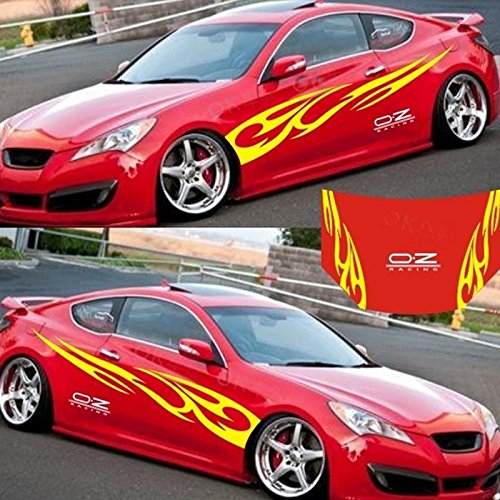 LanLan 3D Flamme Totem Stickers Autocollants De Voiture Full Body Car Styling Vinyle Decal Autocollant pour Voitures Décoration Yellow Cover
