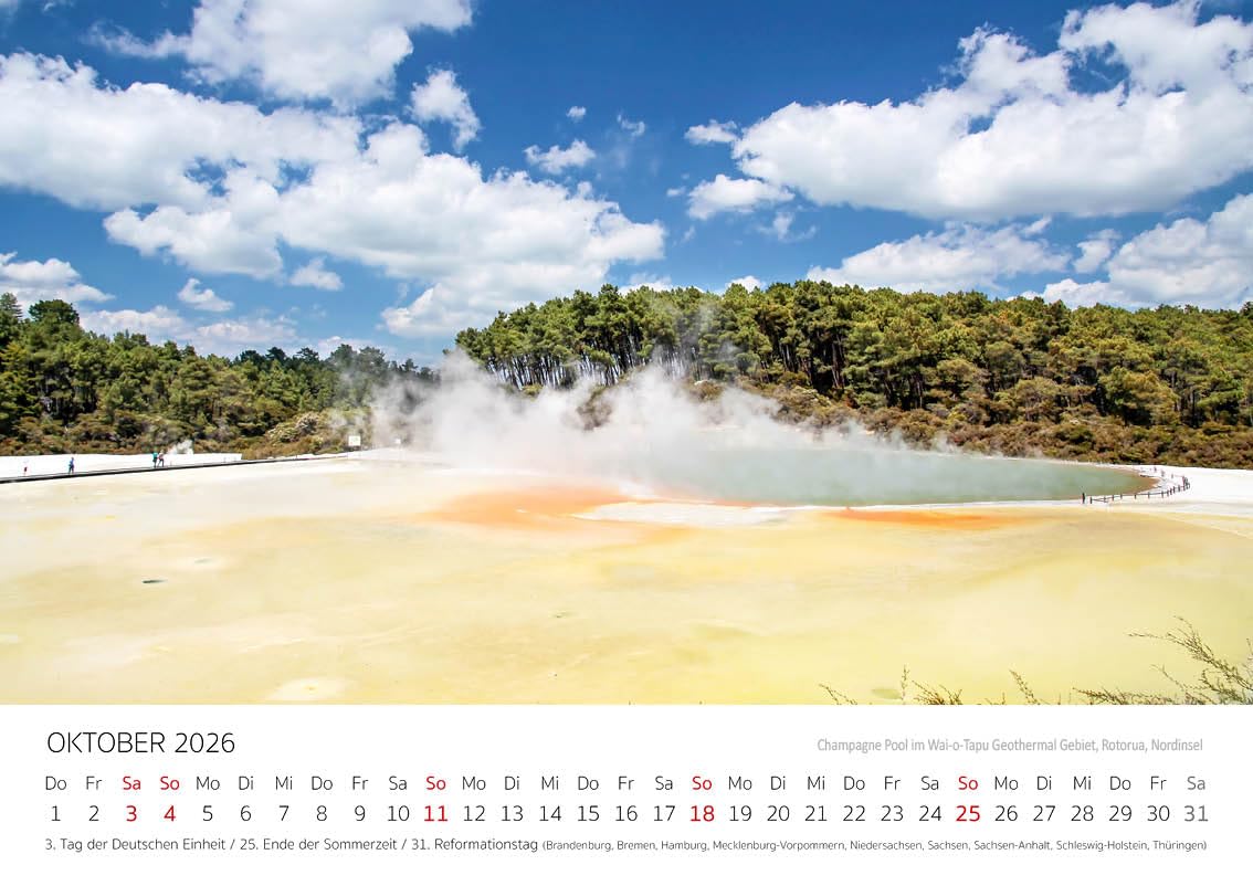 Edition Seidel Premium Kalender Naturschätze Neuseelands 2026 Format DIN A4 Wandkalender Wellington Pazifik Insel Nationalparks Christian Müringer