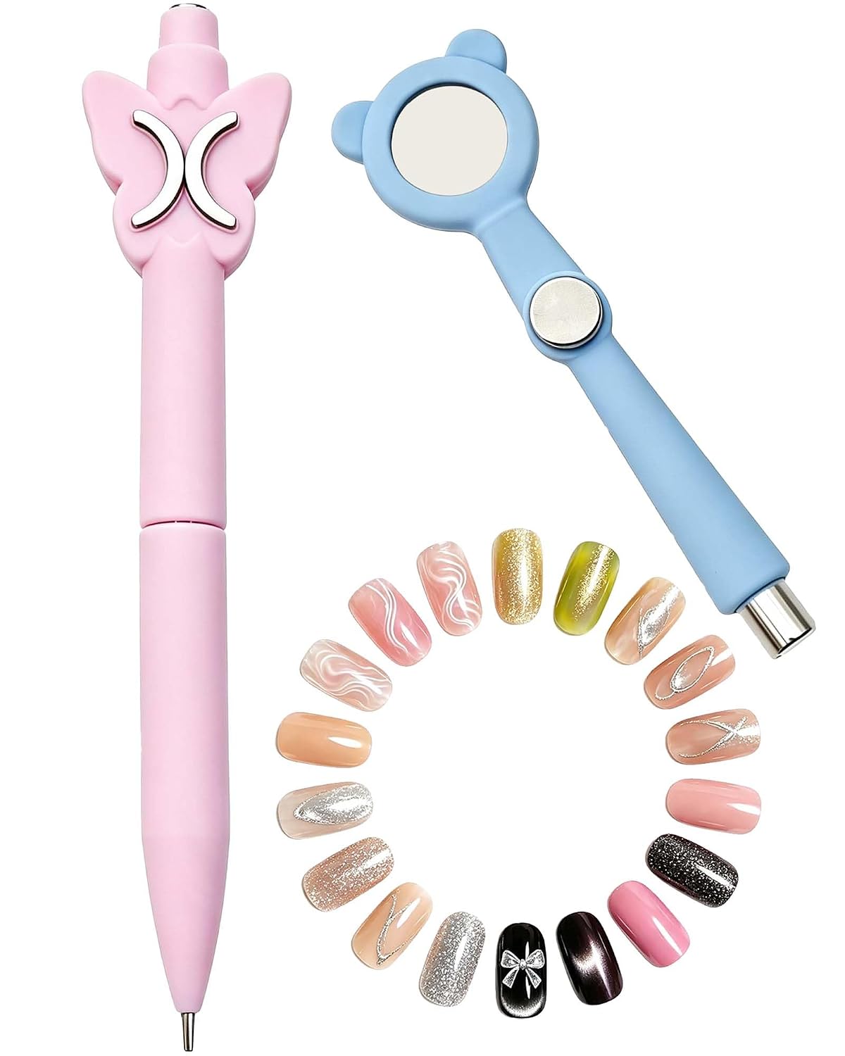 2 Pack Cat Eye Nail Magnet with Multi-Effect, Nail Art Supplies
