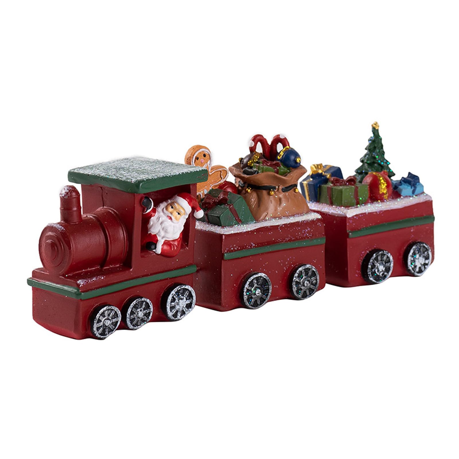 Tsophreniq Resin Christmas Train Ornament with Santa & Gifts, Winter Home Shelf Decoration for Display Desktop Train Sculpture