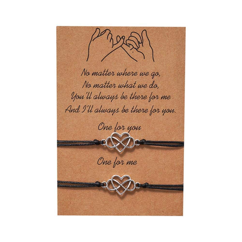 The Woos 2 Pcs Pinky Promise Heart Infinity Bracelets for Unisex Adult with Wish Card Adjustable Distance Matching Friendship Bracelet Bohemian Braided Wax Weaving Charms Bracelets Jewelry, 9.5 (B082NL1SS4) Amazon Price History, Amazon Price Tracker