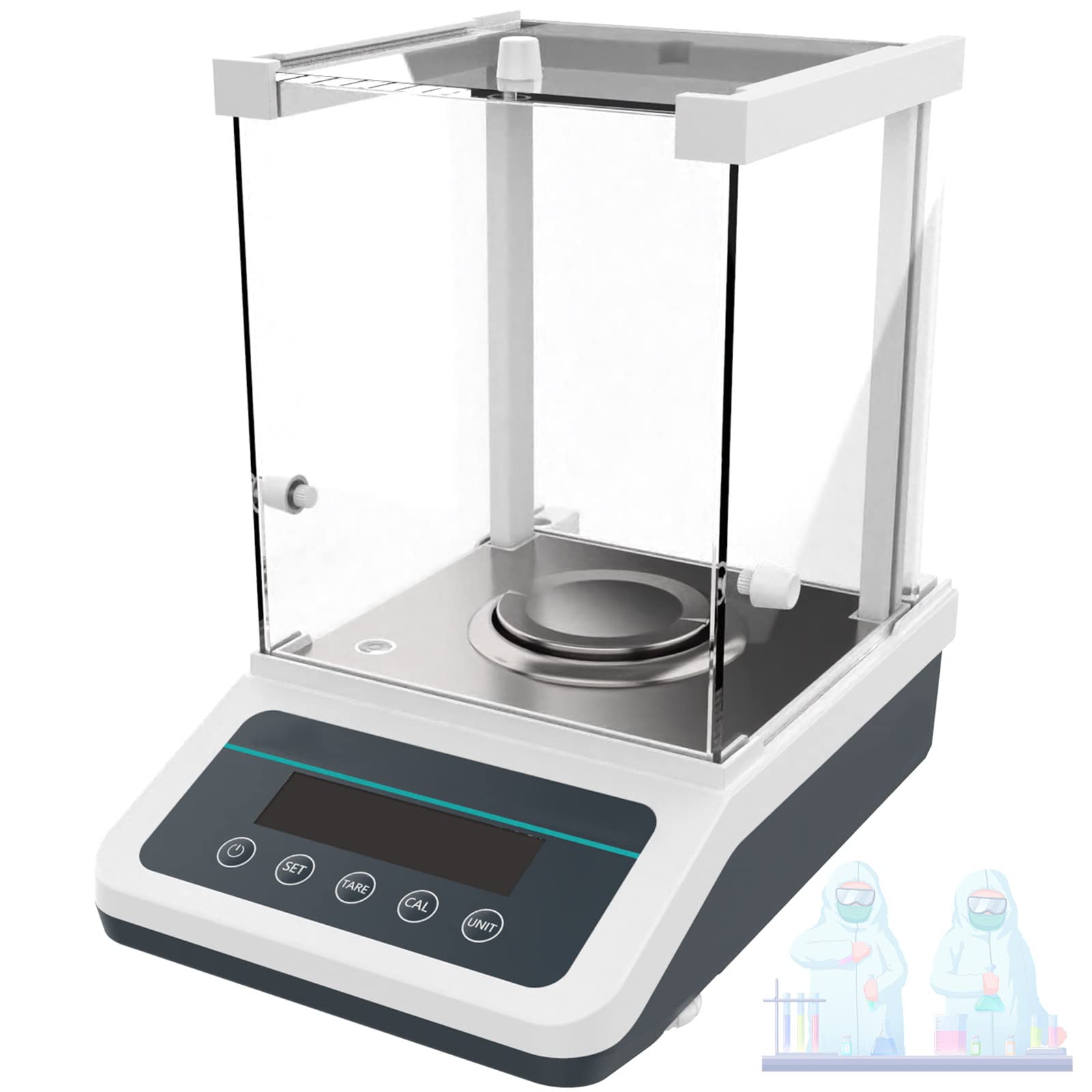 Laboratory Electronic Balance, 0.0001G, High Precision, Automatic Calibration, Data Printing, Front And Rear Dual Display, DC/AC, For Weighing